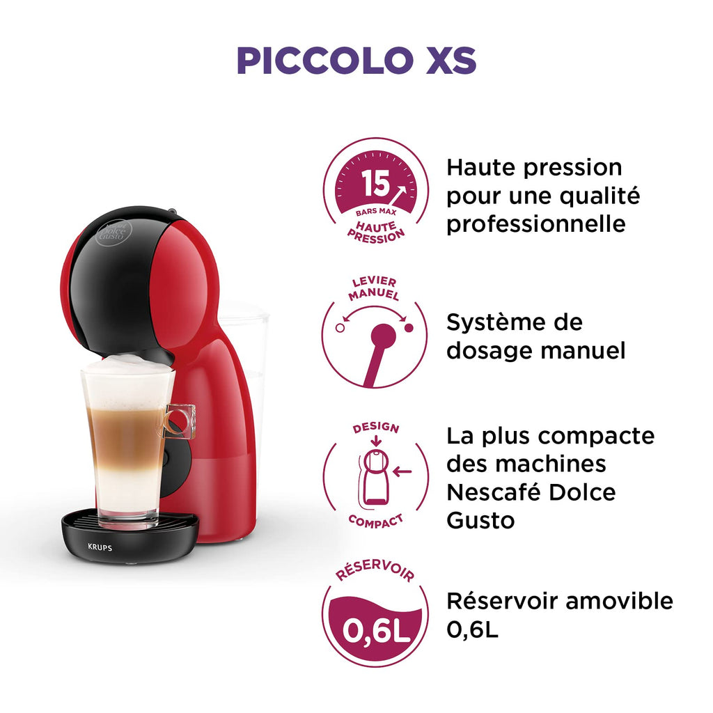 Opalineo Exclusive - Dolce Gusto Machine à café capsules, Pression 15 Bars, Piccolo XS Rouge KP1A3510