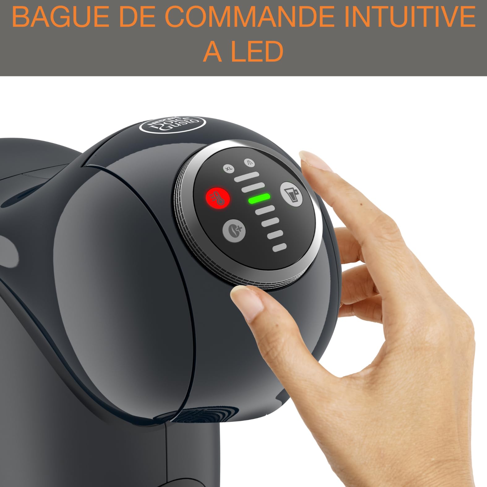 Opalineo - Dolce Gusto Machine à café capsules, Cafetière multi boissons, Pression 15 bars, Capacité 0,8 L, Fonction XL, Arrêt automatique, Genio S Plus gris KP340B10