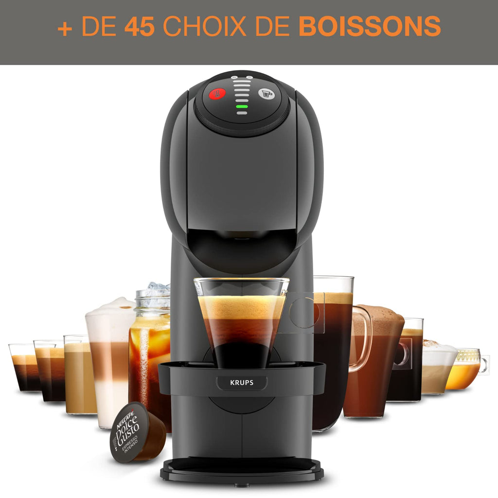 Opalineo - Dolce Gusto Machine à café dosettes multi-boissons, 0,8 L, Machine à espresso, Genio S KP243B10, Anthracite