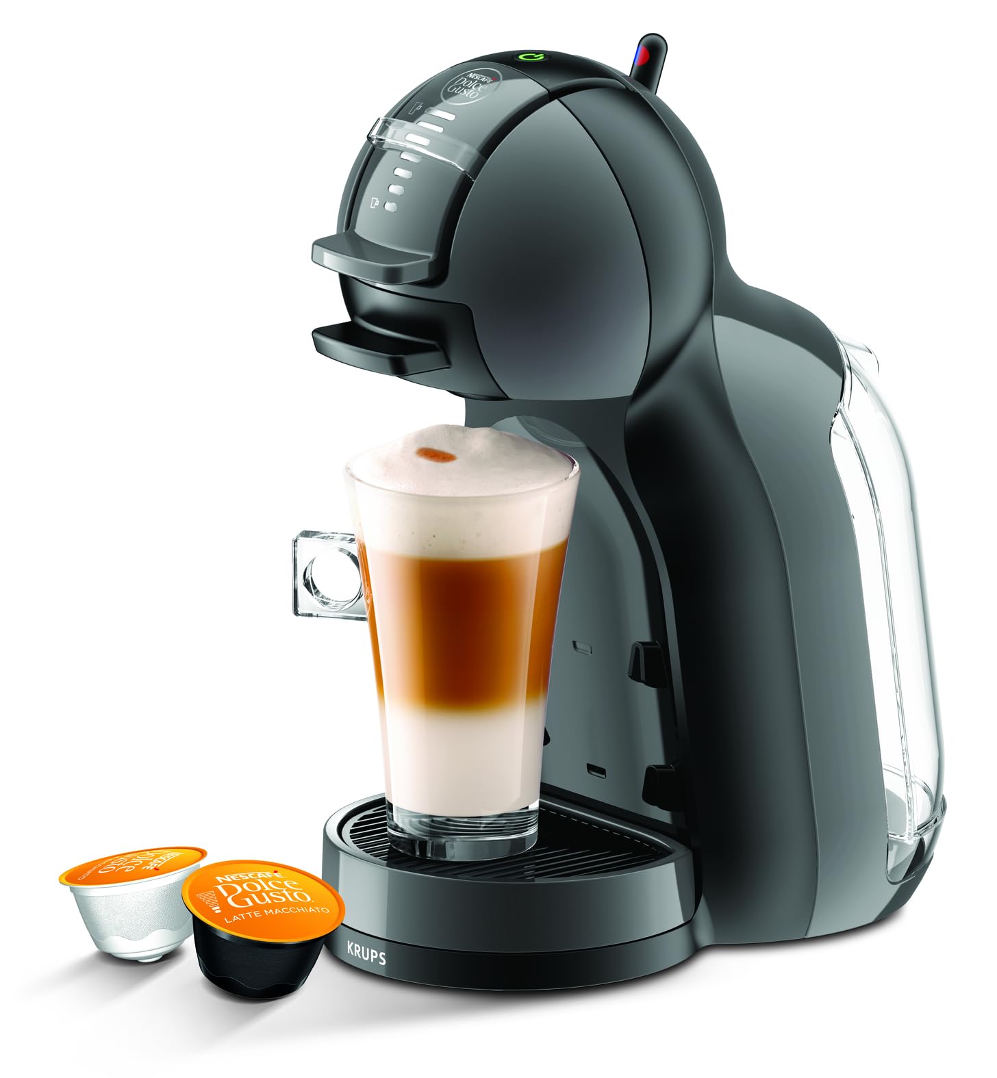 Opalineo - Dolce Gusto Machine à café, Cafetière capsules, Pression 15 bars, Qualité professionnelle, Large choix de boissons chaudes ou froides, Mini Me, Noir/Gris YY1500FD
