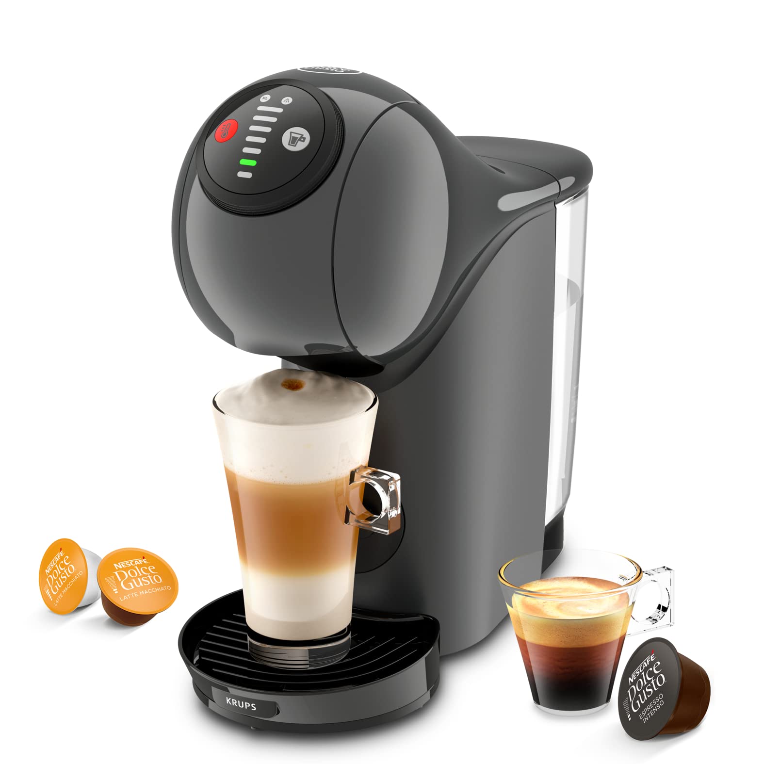Opalineo - Dolce Gusto Machine à café dosettes multi-boissons, 0,8 L, Machine à espresso, Genio S KP243B10, Anthracite