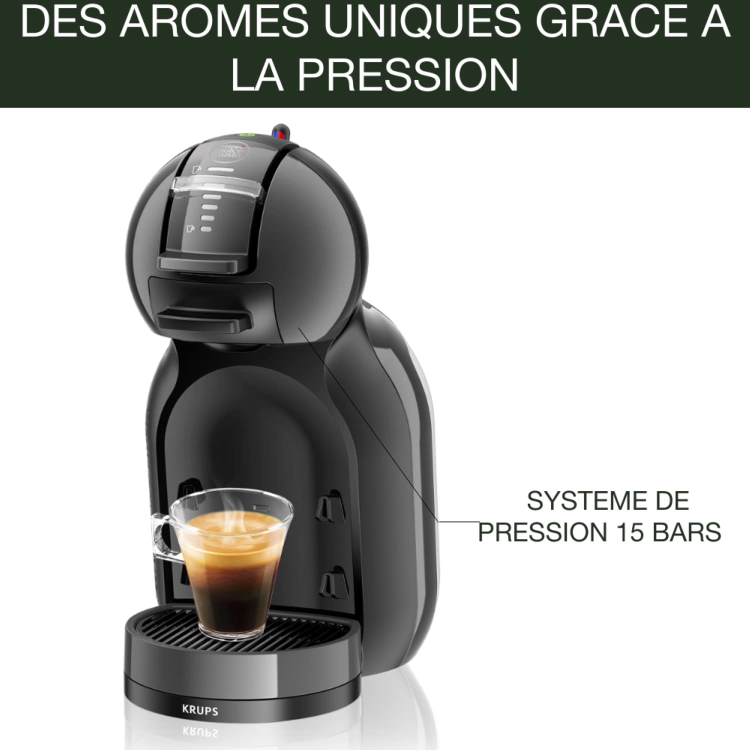 Opalineo Exclusive - Dolce Gusto Machine à café capsules multi-boissons, 0.8 L, 15 bars, Noir/Anthracite KP123810