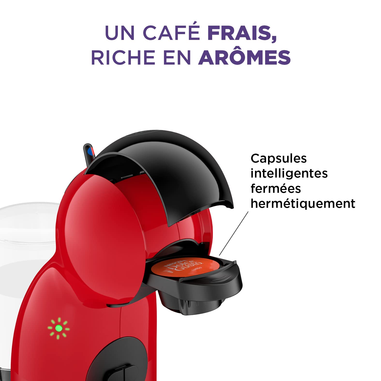 Opalineo Exclusive - Dolce Gusto Machine à café capsules, Pression 15 Bars, Piccolo XS Rouge KP1A3510