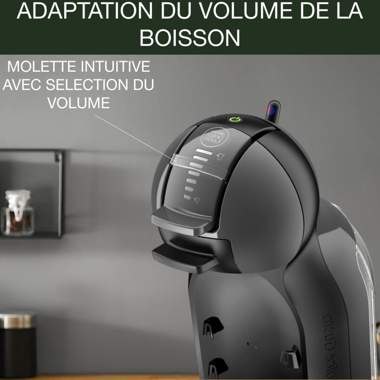 Opalineo - Dolce Gusto Machine à café, Cafetière capsules, Pression 15 bars, Qualité professionnelle, Large choix de boissons chaudes ou froides, Mini Me, Noir/Gris YY1500FD