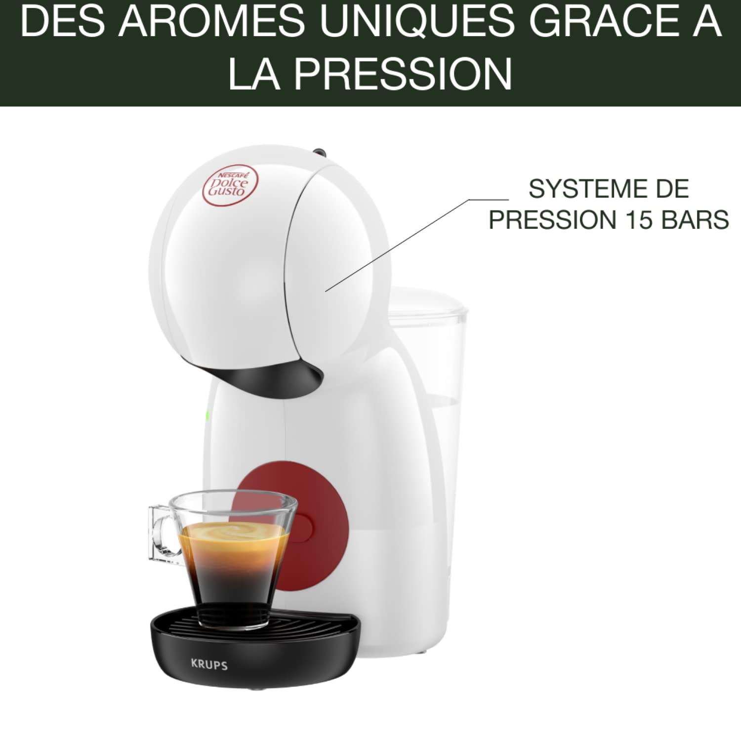 Opalineo Exclusive - Dolce Gusto Machine à café capsules, 15 bars, Multi-boissons, , Piccolo XS, KP1A3110, Blanc / Rouge