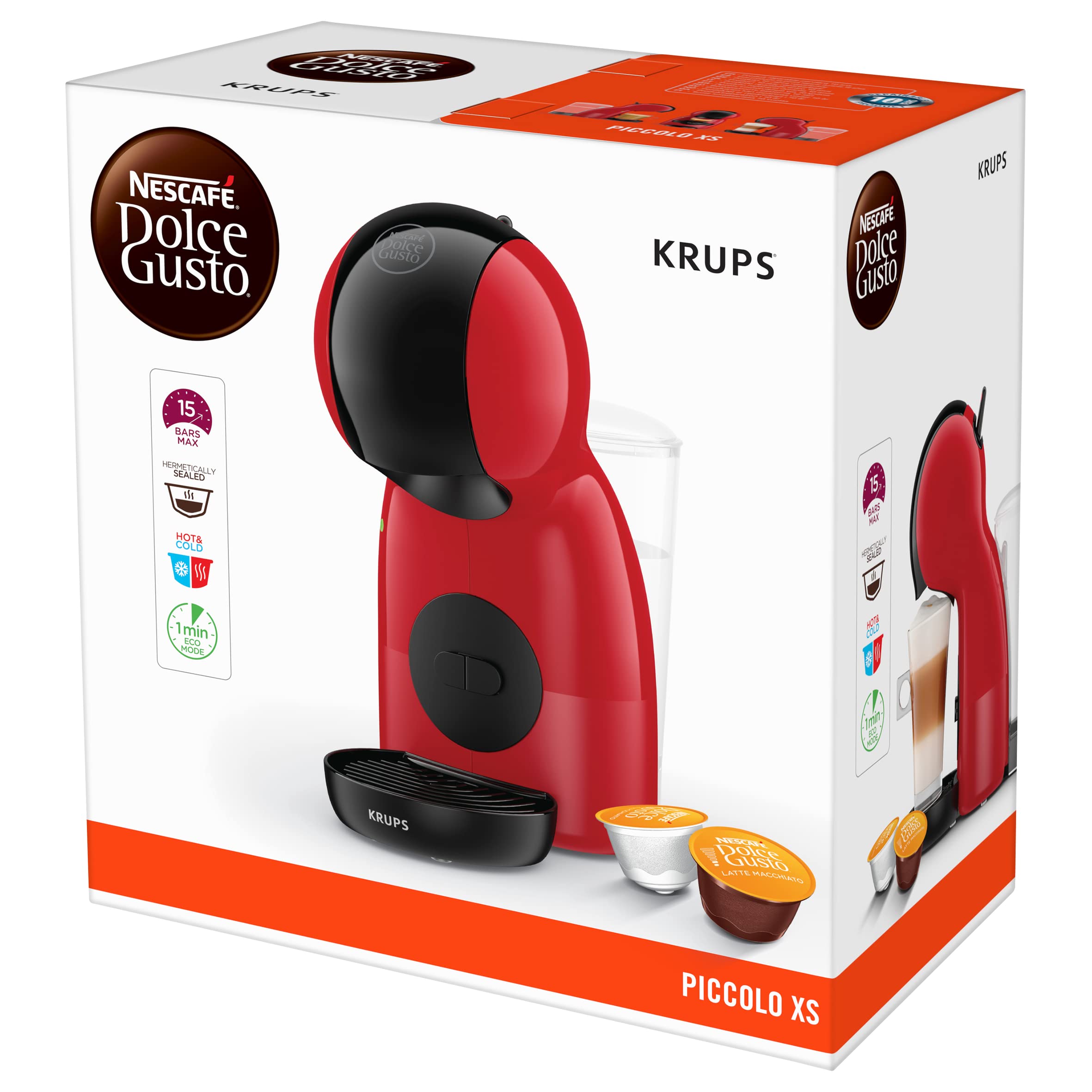 Opalineo Exclusive - Dolce Gusto Machine à café capsules, Pression 15 Bars, Piccolo XS Rouge KP1A3510