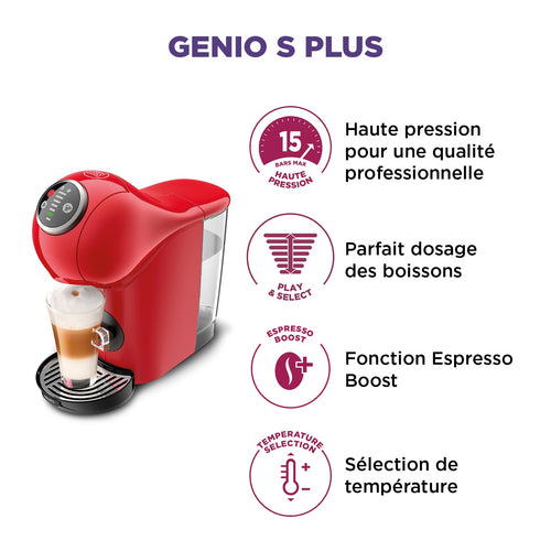 Opalineo - Dolce Gusto Machine à café capsules, 15 bars, Genio S Plus, Rouge KP340510
