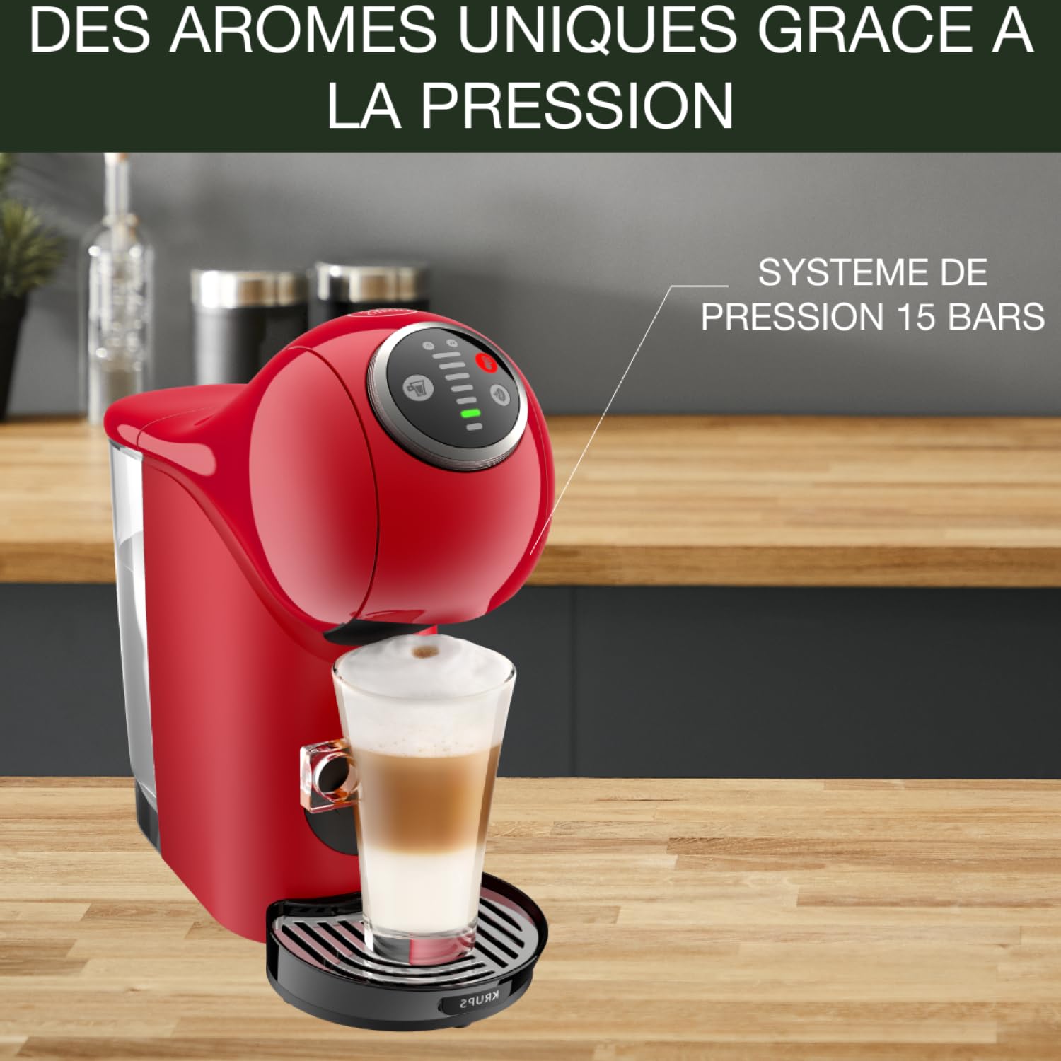 Opalineo - Dolce Gusto Machine à café capsules, 15 bars, Genio S Plus, Rouge KP340510