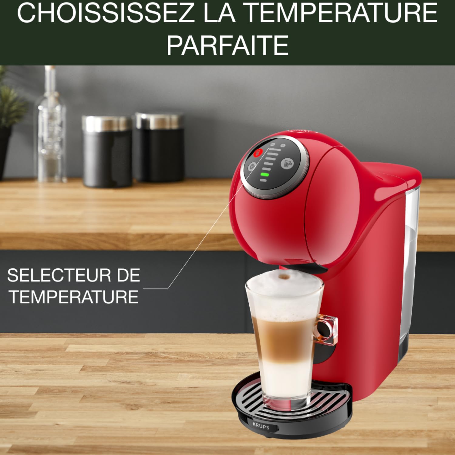 Opalineo - Dolce Gusto Machine à café capsules, 15 bars, Genio S Plus, Rouge KP340510