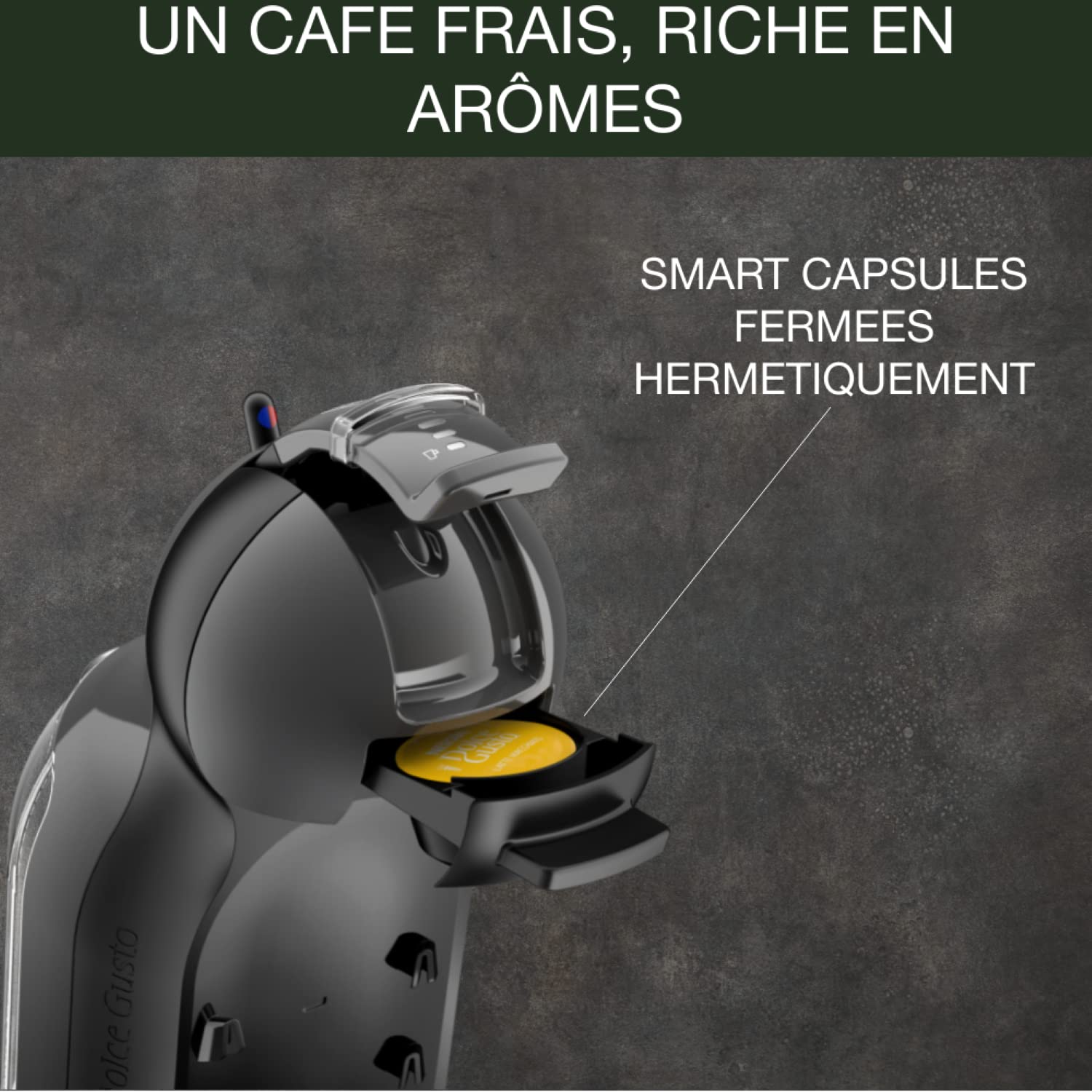 Opalineo Exclusive - Dolce Gusto Machine à café capsules multi-boissons, 0.8 L, 15 bars, Noir/Anthracite KP123810